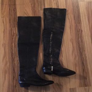 Vince Camuto Leather Over The Knee Black Size 8 Boots